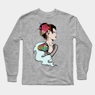 Geisha with dragon tattoo Long Sleeve T-Shirt